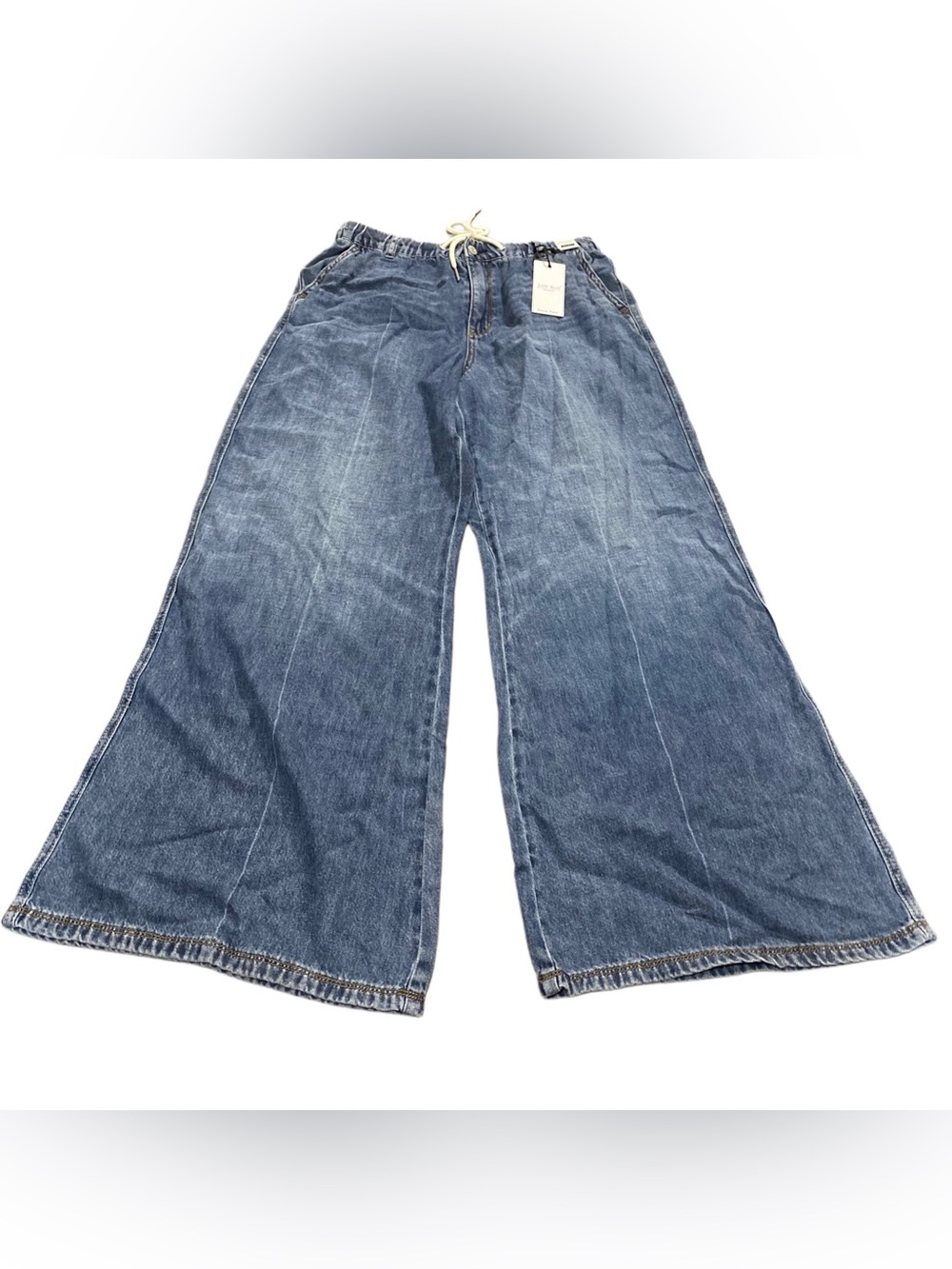 NEW JUDY BLUE Chill Threads Rigid Palazzo Wide Leg Drawstring Jean Size 7 / 28 - Picture 2 of 9